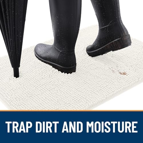 OLANLY Dog Door Mat for Muddy Paws 47x17, Super Absorbent Chenille Mud Mat