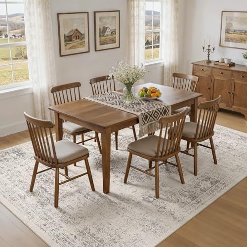 UERMEI 9x12 Area Rug Living Room Rugs - Washable Vintage Soft Large Rug Indoor Floor No Slip Rug Carpet for Bedroom Farmhouse Under Dining Table Home Office Decor - Beige/Camel