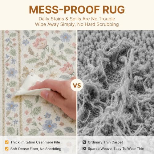 5x7 Washable Area Rug Vintage Soft Non Slip Living Room Bedroom