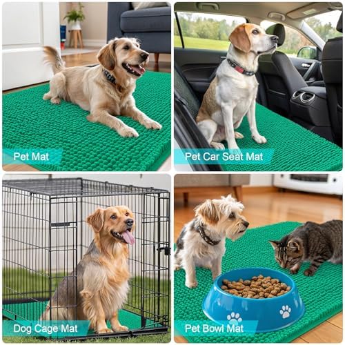OLANLY Dog Door Mat for Muddy Paws 30x20, Super Absorbent Chenille Mud Mat