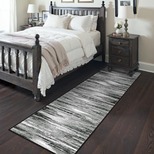 2x8 Runner Rug Non Slip,Washable Hallway Runner Rug,Black
