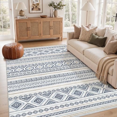 cotiled Boho 7x10 Area Rug for Living Room: Large Moroccan Washable Rug