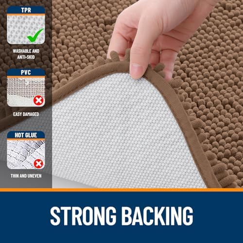 OLANLY Bathroom Runner Rugs 47x20, Extra Soft Absorbent Chenille Bath Rugs