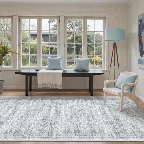 Soalmost Washable Hallway Runner Rug 4x12 Kitchen Entry Rugs Non-Slip, Grey