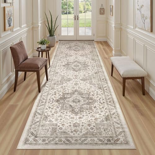 cotiled 3x8 Hallway Runner Rug for Entryway, Non-Slip Vintage, Light Brown