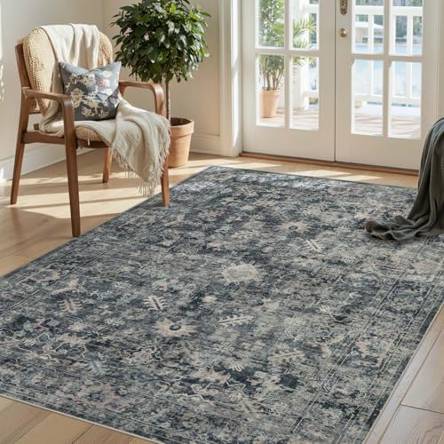 Rugxara Blue 3x5 Rug for Entryway Bedroom Washable Area Rugs Carpet