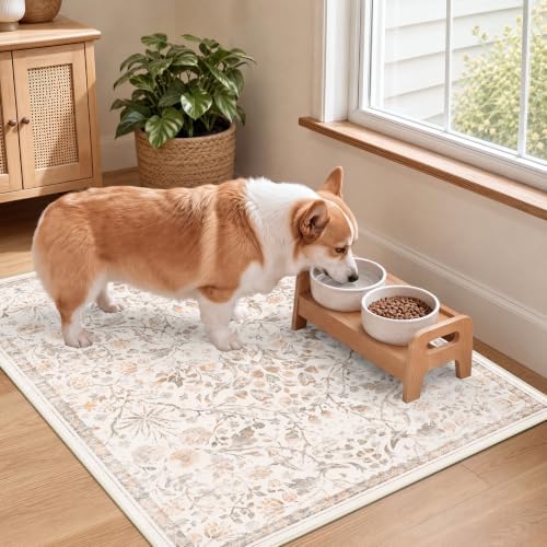 SameBed Washable 2x3 Entryway Area Rug, Vintage Kitchen Rug Cream Beige