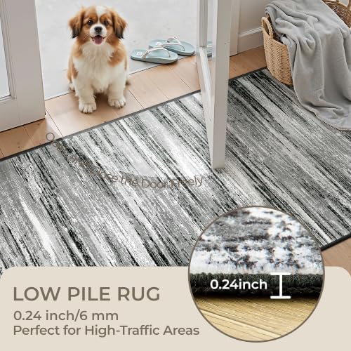 2'6 x 8' Runner Rug Non Slip,Washable Kitchen Rugs,Black