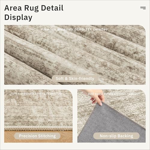 Soalmost Hallway Runner Rug 2'6"x10' Non-Slip Runners for Kitchen Brown