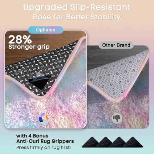 Ophanie Rainbow Rug for Bedroom Girls,Unicorn Colorful Fluffy Soft Cute Fuzzy Area Rugs,Shag Plush Shaggy Bedside Floor 4x6 Furry Carpet for Kids Baby Teen Dorm Decor with Over 99 pcs Pile fibers