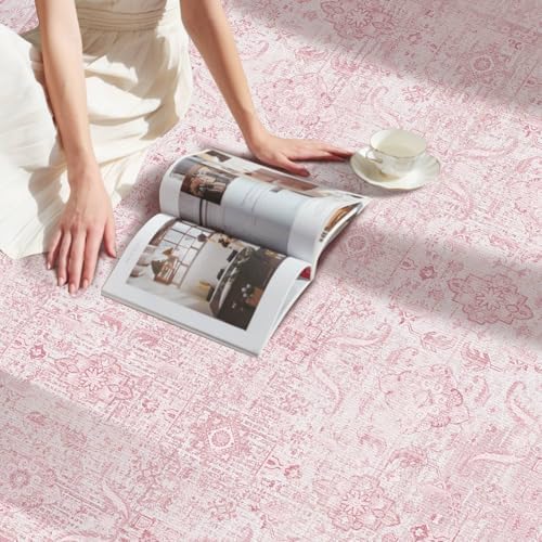 Rugxara Pink 8x10 Area Rugs for Living Room Bedroom Large Washable Rug