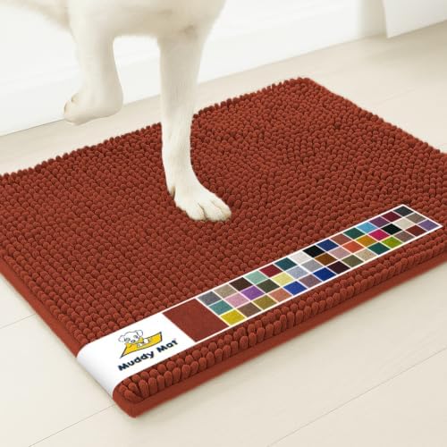 Muddy Mat® | Super Water Absorbent Door Mat Indoor, Microfiber Quick Dry Chenille Entryway Rug, Slip Resistant Front Door Mat, Indoor Mats for Entryway, Machine Washable Pet Rug, Terracotta 30" x 60"
