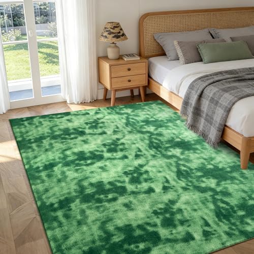 4x6 Tie-dye Green Area Rug Non-Slip Washable Soft for Bedroom Living Room