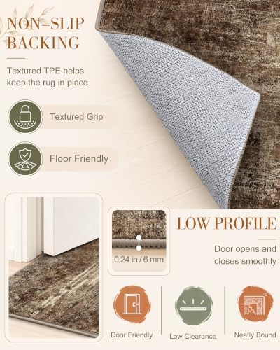 OLANLY 2x5 Washable Runner Rug, Soft Non Slip Carpet for Hallway Kitchen