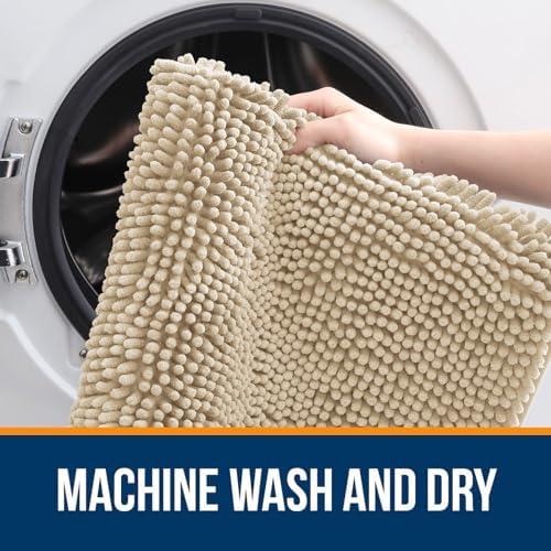 OLANLY Bathroom Runner Rugs 47x20, Extra Soft Absorbent Chenille Bath Rugs