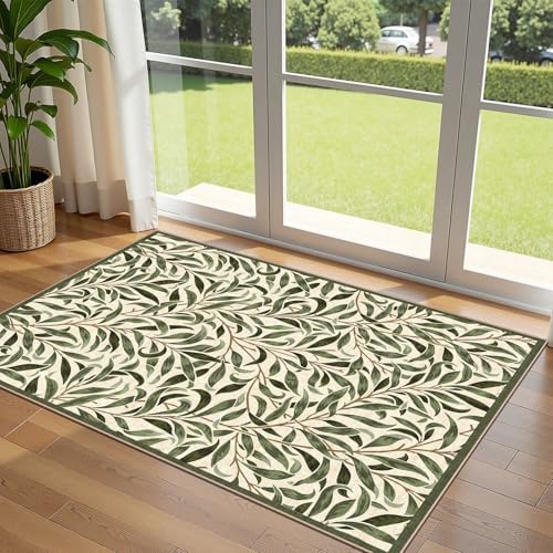 3x5 Leaf Entry Rug - Washable Indoor Outdoor Mats for Front Door