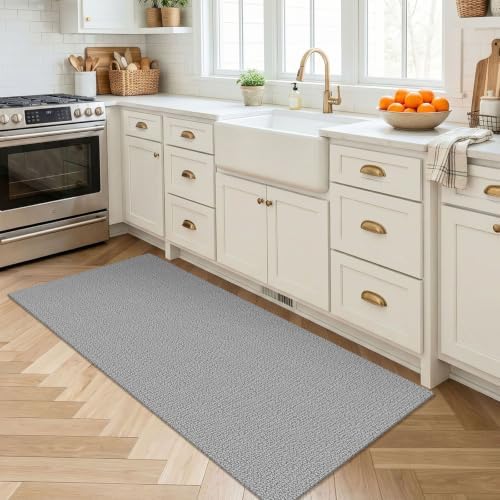 EARTHALL Washable Runner Rug, Non Slip Backdoor Rug, 2x4 Ft, Heather Gray