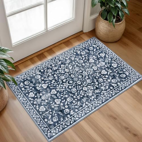 Vintage Washable Entryway Rug 2x3 Small Area Rug Non Slip Door Mat