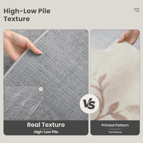 Valenrug Washable Rugs 5x7, High-Low Pile Area Rugs for Living Room, Grey