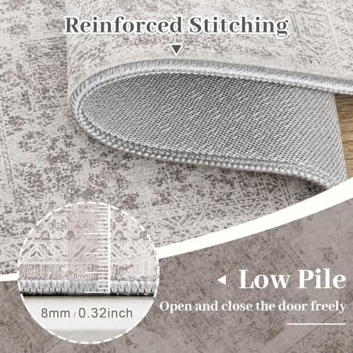 XLUEZ Area Rug 10x12 Living Room Rug, Machine Washable Vintage Distressed Medallion Rug Non-Slip Soft Low Pile Large Indoor Rugs for Bedroom Kitchen Dining Room Office(Grey,10'x12')