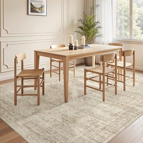 6x9 Area Rugs for Living Room,Large Washable Rug,Beige