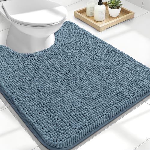OLANLY Toilet Rugs U-Shaped 24x20, Soft Absorbent Chenille Contour Rugs
