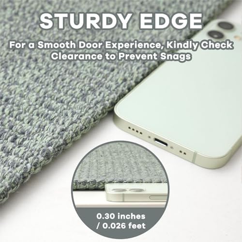 EARTHALL Washable Runner Rug, Non Slip Entryway Runner, 2x5 Ft, Green/Grey
