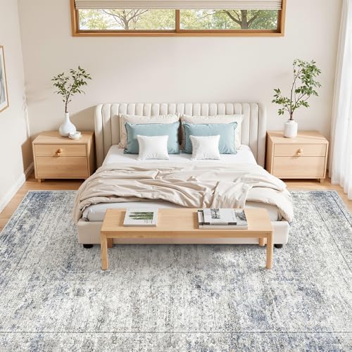 8x10 Area Rugs for Living Room,Large Washable Rug,Blue