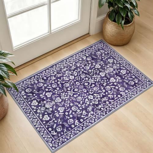 Vintage Washable Entryway Rug 2x3 Small Area Rug Non Slip Door Mat