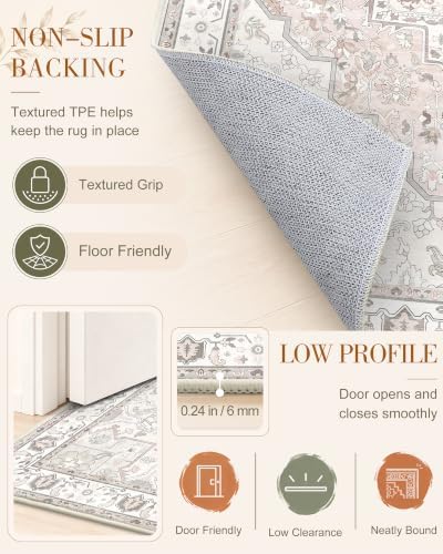 OLANLY 3x4 Washable Accent Rug, Soft Non Slip Carpet for Entryway Bedside