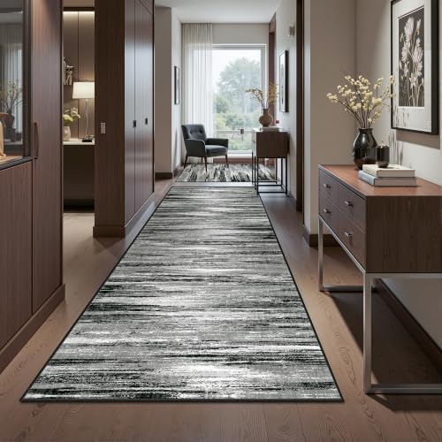 2'6 x 10' Runner Rug Non Slip,Washable Kitchen Rugs,Black