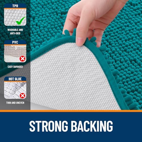 OLANLY Toilet Rugs U-Shaped 20x20, Soft Absorbent Chenille Contour Rugs