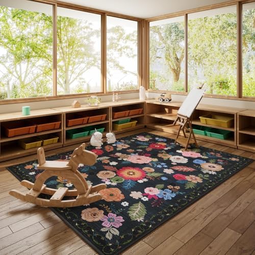 Washable Large Living Room Rug: 8x10 Area Rugs for Bedroom Non Slip Carpet