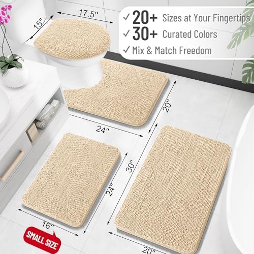 OLANLY Toilet Rugs U-Shaped 24x24, Soft Absorbent Chenille Contour Rugs