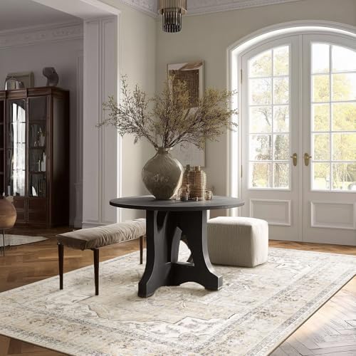 Washable Living Room Area Rug: 4x6 Bedroom Rug Non Slip Soft Boho Carpet