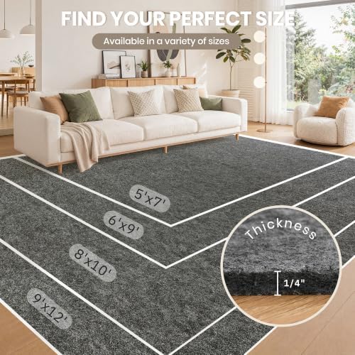 zesthome Rug Pad 5x7-1/4 Thick, Felt and Rubber Backing, Under Area Rug Protective Cushioned Pads, Keep Rugs Safe and in Place, Non Slip Rug Pads for Hardwood Floors and Finishes(5'x7', Black)