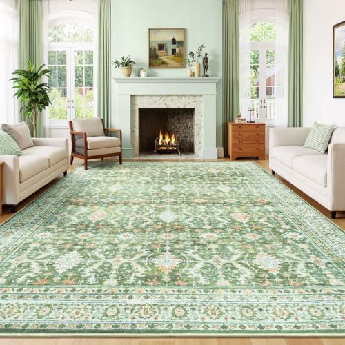 Lessymo Area Rugs 8 x 10 for Living Room,Large Washable Carpet Light Green