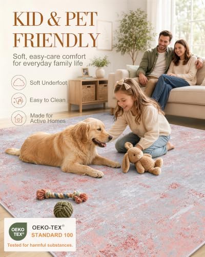 OLANLY 4x6 Washable Area Rug, Soft Non Slip Carpet for Bedroom Living Room