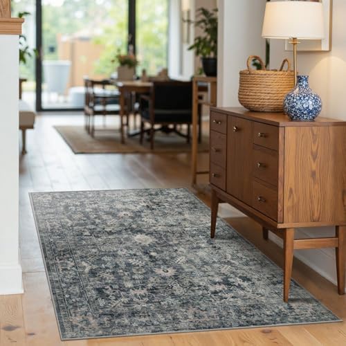 Rugxara Blue 3x5 Rug for Entryway Bedroom Washable Area Rugs Carpet
