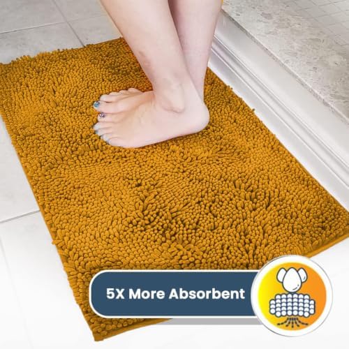 Muddy Mat® | Super Water Absorbent Door Mat Indoor, Microfiber Quick Dry Chenille Entryway Rug, Slip Resistant Front Door Mat, Indoor Mats for Entryway, Machine Washable Pet Rug, Gold 28" x 48"