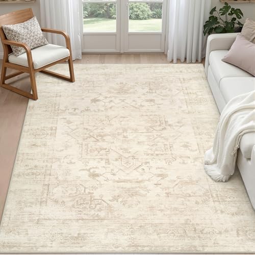 6x9 Area Rugs Living Room: Bedroom Washable Carpet Beige/Brown