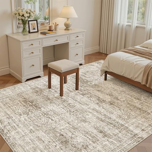 Soalmost 6x9 Area Rug for Living Room Washable Rugs Non-Slip Brown