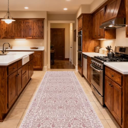 2'6" x 10' Runners Rug for Kitchen Washable Soft Carpet (Pink)