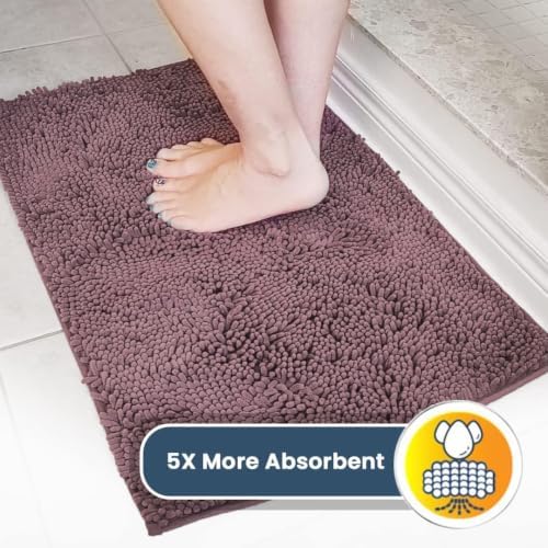 Muddy Mat® | Super Water Absorbent Door Mat Indoor, Microfiber Quick Dry Chenille Entryway Rug, Slip Resistant Front Door Mat, Indoor Mats for Entryway, Machine Washable Pet Rug, Plum 36" x 72"
