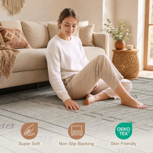 cotiled Boho 5x7 Area Rugs for Living Room: Soft Moroccan Washable Rug
