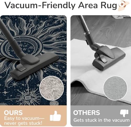 Vacuum-Friendly, 4x6 Washable Area Rug, Blue Gray White