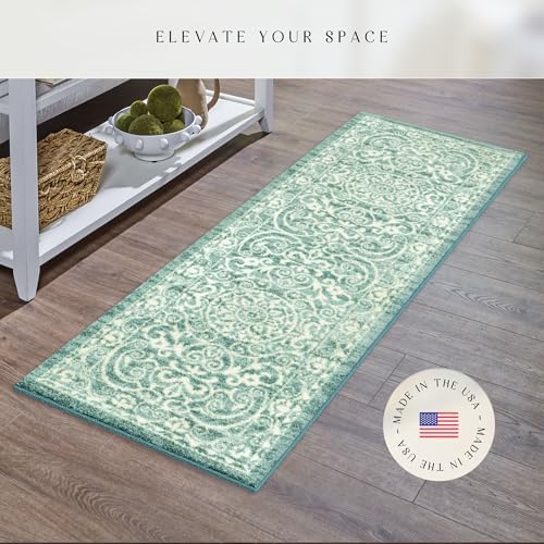 Maples Rugs Pelham Vintage Medallion Runner Rug, 1'8 x 5, Light Spa