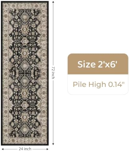 Washable Hallway Runner Rug 2x6: Non Slip Runner Rugs with Rubber Backing