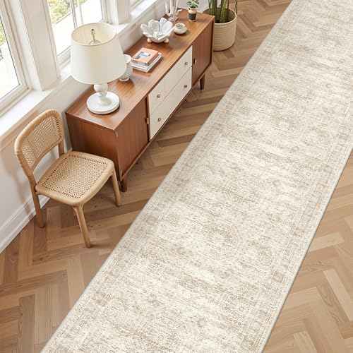 2'6 x 16' Runner Rug Non Slip,Washable Kitchen Rugs,Beige