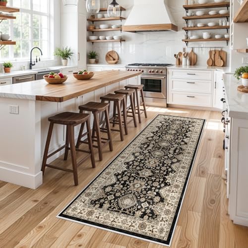 Washable Hallway Runner Rug 3x8: Non Slip Runner Rugs with Rubber Backing